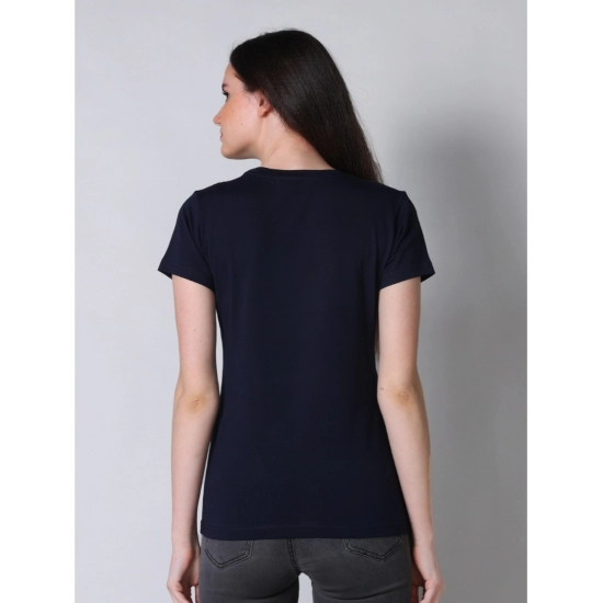 Generic Women's Cotton Blended Solid U-Neck Half Sleeve T-Shirt (Navy) Generic Women's Cotton Blended Solid U-Neck Half Sleeve T-Shirt (Navy)