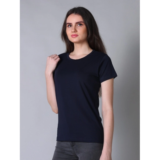 Generic Women's Cotton Blended Solid U-Neck Half Sleeve T-Shirt (Navy) Generic Women's Cotton Blended Solid U-Neck Half Sleeve T-Shirt (Navy)