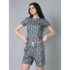 Generic Women's Cotton Blended Printed Round Neck Half Sleeve Top - Shorts Set (Multicolor)