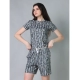 Generic Women's Cotton Blended Printed Round Neck Half Sleeve Top - Shorts Set (Multicolor)