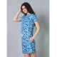Generic Women's Cotton Blended Printed Round Neck Half Sleeve Top - Shorts Set (SkyBlue)