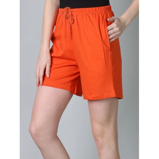 Generic Women's Cotton Solid Above Knee Shorts (Rust)
