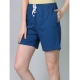 Generic Women's Cotton Solid Above Knee Shorts (Blue) Generic Women's Cotton Solid Above Knee Shorts (Blue)