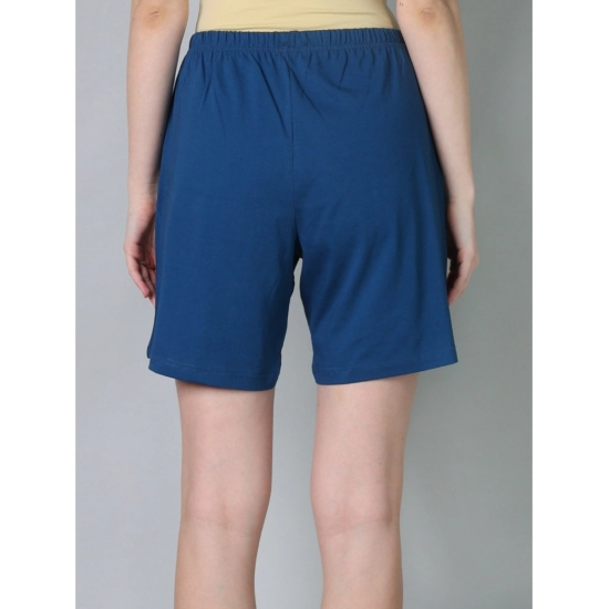 Generic Women's Cotton Solid Above Knee Shorts (Blue) Generic Women's Cotton Solid Above Knee Shorts (Blue)