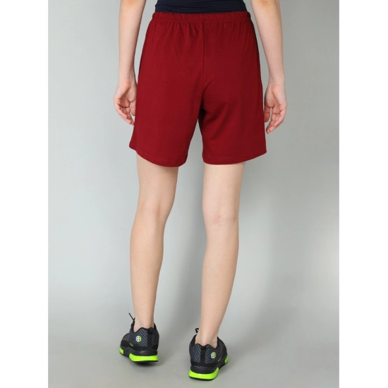 Generic Women's Cotton Solid Above Knee Shorts (Maroon)