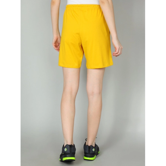 Generic Women's Cotton Solid Above Knee Shorts (Yellow)