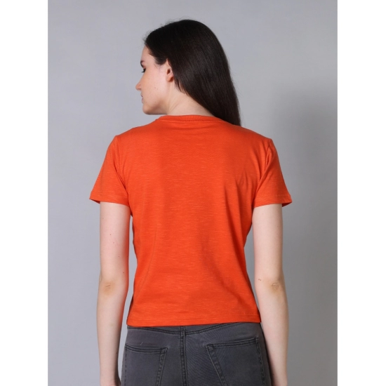 Generic Women's Cotton Solid Closure Neck Half Sleeve T-Shirt (Rust)
