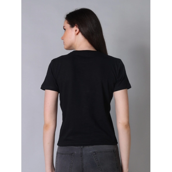 Generic Women's Cotton Solid Closure Neck Half Sleeve T-Shirt (Black) Generic Women's Cotton Solid Closure Neck Half Sleeve T-Shirt (Black)