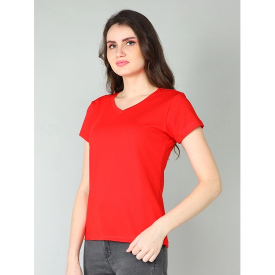 Generic Women's Cotton Blended Solid Sweetheart Half Sleeve T-Shirt (Red) Generic Women's Cotton Blended Solid Sweetheart Half Sleeve T-Shirt (Red)