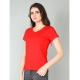 Generic Women's Cotton Blended Solid Sweetheart Half Sleeve T-Shirt (Red) Generic Women's Cotton Blended Solid Sweetheart Half Sleeve T-Shirt (Red)