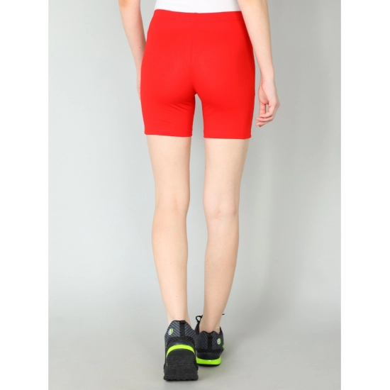 Generic Women's Cotton Blended Solid Above Knee Sports Shorts (Red) Generic Women's Cotton Blended Solid Above Knee Sports Shorts (Red)