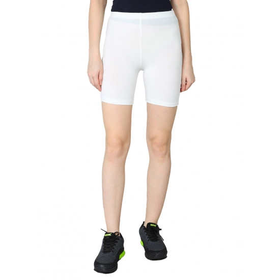 Generic Women's Cotton Blended Solid Above Knee Sports Shorts (Off_White) Generic Women's Cotton Blended Solid Above Knee Sports Shorts (Off_White)