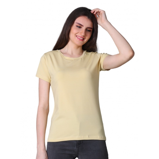 Generic Women's Cotton Blended Solid U-Neck Half Sleeve T-Shirt (Beige) Generic Women's Cotton Blended Solid U-Neck Half Sleeve T-Shirt (Beige)