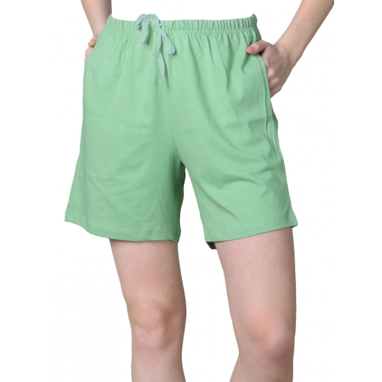 Generic Women's Cotton Solid Above Knee Shorts (Pista-Green) Generic Women's Cotton Solid Above Knee Shorts (Pista-Green)