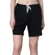 Generic Women's Cotton Solid Above Knee Shorts (Black)