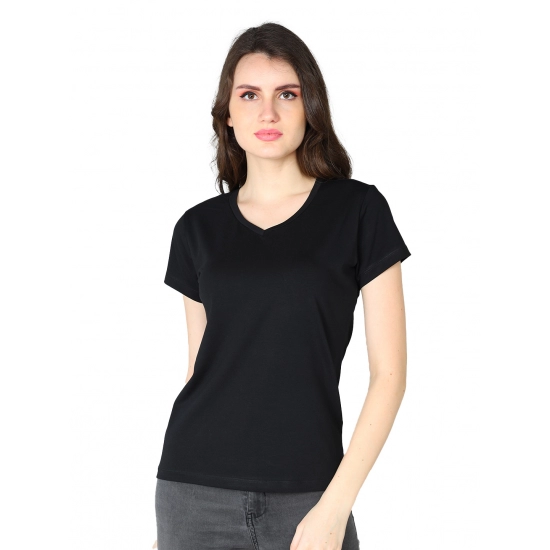 Generic Women's Cotton Blended Solid Sweetheart Half Sleeve T-Shirt (Black) Generic Women's Cotton Blended Solid Sweetheart Half Sleeve T-Shirt (Black)