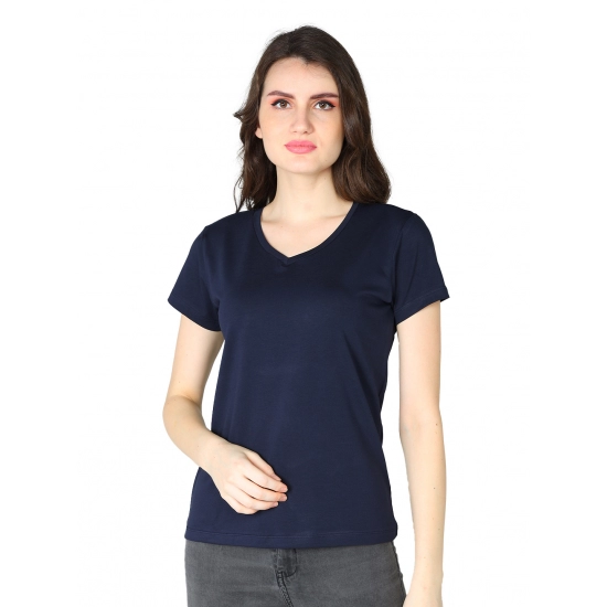 Generic Women's Cotton Blended Solid Sweetheart Half Sleeve T-Shirt (Navy) Generic Women's Cotton Blended Solid Sweetheart Half Sleeve T-Shirt (Navy)