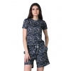 Generic Women's Cotton Blended Printed Round Neck Half Sleeve Top - Shorts Set (Navy)