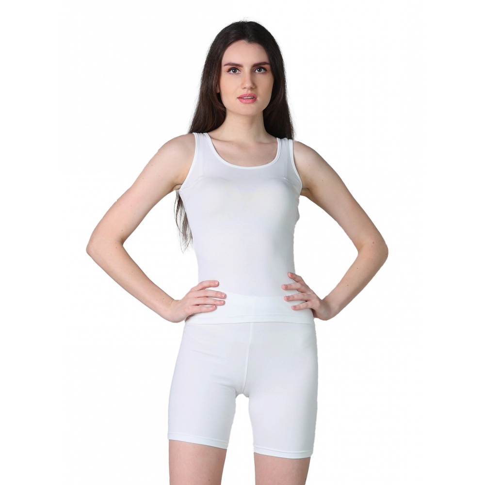 Generic Women’s Cotton Blended Solid Stretchable Camisole (White)