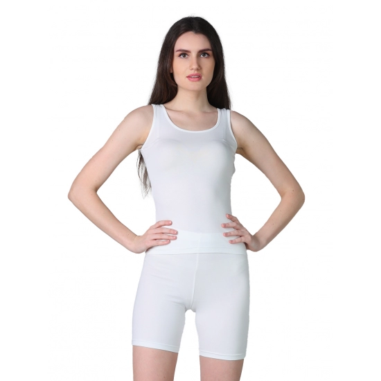 Generic Women's Cotton Blended Solid Stretchable Camisole (White)