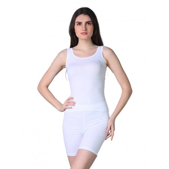 Generic Women's Cotton Blended Solid Stretchable Camisole (Off_White)