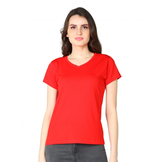 Generic Women's Cotton Blended Solid Sweetheart Half Sleeve T-Shirt (Red) Generic Women's Cotton Blended Solid Sweetheart Half Sleeve T-Shirt (Red)