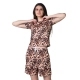 Generic Women's Cotton Blended Printed Round Neck Half Sleeve Top - Shorts Set (Peach)