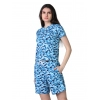 Generic Women's Cotton Blended Printed Round Neck Half Sleeve Top - Shorts Set (SkyBlue)