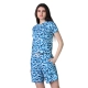 Generic Women's Cotton Blended Printed Round Neck Half Sleeve Top - Shorts Set (SkyBlue)