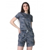 Generic Women's Cotton Blended Printed Round Neck Half Sleeve Top - Shorts Set (Blue)