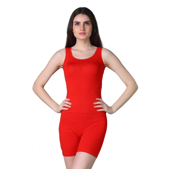 Generic Women's Cotton Blended Solid Stretchable Camisole (Red) Generic Women's Cotton Blended Solid Stretchable Camisole (Red)