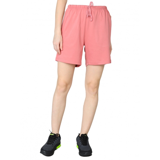 Generic Women's Cotton Solid Above Knee Shorts (Pink)