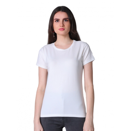 Generic Women's Cotton Blended Solid U-Neck Half Sleeve T-Shirt (White) Generic Women's Cotton Blended Solid U-Neck Half Sleeve T-Shirt (White)