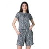 Generic Women's Cotton Blended Printed Round Neck Half Sleeve Top - Shorts Set (Multicolor)