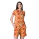 Generic Women's Cotton Blended Printed Round Neck Half Sleeve Top - Shorts Set (Yellow)