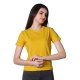 Generic Women's Cotton Solid Closure Neck Half Sleeve T-Shirt (Mustard) Generic Women's Cotton Solid Closure Neck Half Sleeve T-Shirt (Mustard)