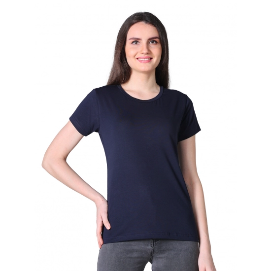 Generic Women's Cotton Blended Solid U-Neck Half Sleeve T-Shirt (Navy) Generic Women's Cotton Blended Solid U-Neck Half Sleeve T-Shirt (Navy)
