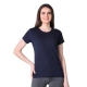Generic Women's Cotton Blended Solid U-Neck Half Sleeve T-Shirt (Navy) Generic Women's Cotton Blended Solid U-Neck Half Sleeve T-Shirt (Navy)