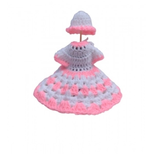 Generic Laddu Gopal Tharad Dress Size: 0 To 6 (White-Baby Pink)
