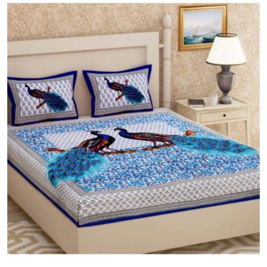 Generic Cotton Printed Queen Size Bedsheet With 2 Pillow Covers (Blue, 90x100 Inch) Generic Cotton Printed Queen Size Bedsheet With 2 Pillow Covers (Blue, 90x100 Inch)