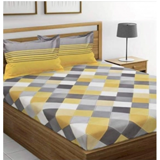 Generic Cotton Printed Queen Size Bedsheet With 2 Pillow Covers (Yellow, 90x100 Inch) Generic Cotton Printed Queen Size Bedsheet With 2 Pillow Covers (Yellow, 90x100 Inch)