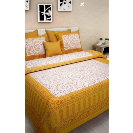 Generic Cotton Printed Queen Size Bedsheet With 2 Pillow Covers (Yellow, 90x100 Inch) Generic Cotton Printed Queen Size Bedsheet With 2 Pillow Covers (Yellow, 90x100 Inch)