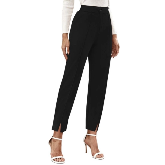 Generic Women's Polyester Solid With Pocket Pant (Black)