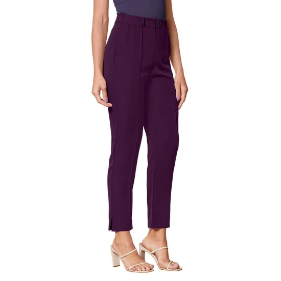 Generic Women's Polyester Solid With Pocket Pant (Wine)