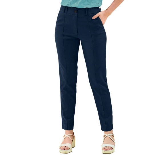 Generic Women's Polyester Solid With Pocket Pant (Blue)