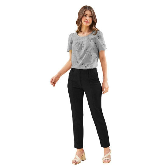 Generic Women's Polyester Solid With Pocket Pant (Black)