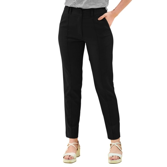 Generic Women's Polyester Solid With Pocket Pant (Black)