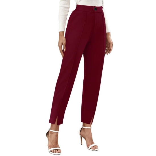 Generic Women's Polyester Solid With Pocket Pant (Maroon)