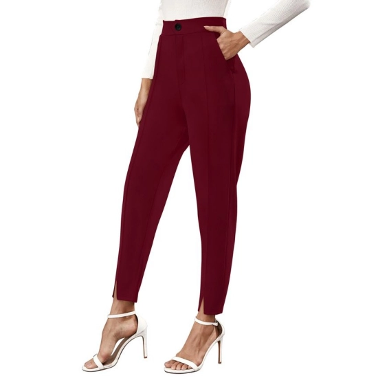 Generic Women's Polyester Solid With Pocket Pant (Maroon)
