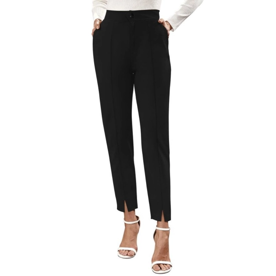 Generic Women's Polyester Solid With Pocket Pant (Black)
